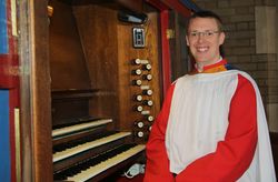 Andrew West at the organ of St Luke, Winton, Bournemouth