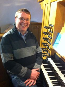 Andrew West at the organ of Sherborne School Chapel