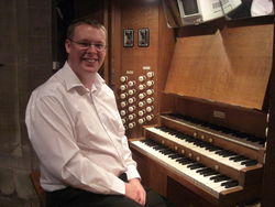 Andrew West at the organ of St Mary, Ross on Wye
